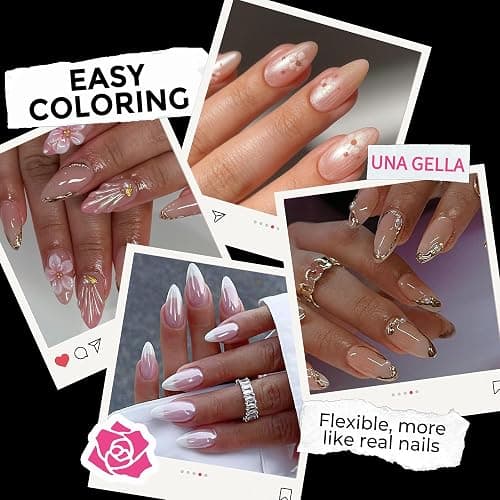 UNA GELLA Almond Nail Tips, 216pcs Pointed Almond Gel Nail Tips Pre-shape Half Matte Full Cover Clear Acrylic Soft Gel Fake Nails for Nail Extension Nail Art 12 Sizes thumbnail 4