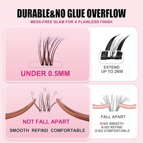 Plume Brown Lashes Natural Lash Clusters with Invisible Band DlY Eyelash Extensions with Bond and Seal 8-16mm C Curl Beginner Individual Lashes Long lasting Makeup For Girl thumbnail 4