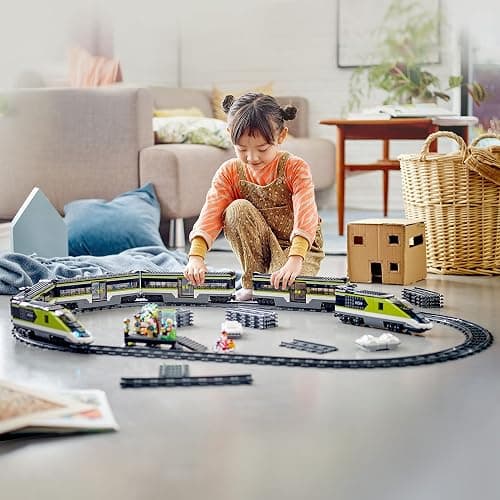 LEGO City Express Passenger Train Set - Remote Controlled Train Toy W/Working Headlights, 2 Coaches & 24 Track Pieces - Building Set Gift Idea for Kids, Boys & Girls, Ages 7+ - 60337 thumbnail 2