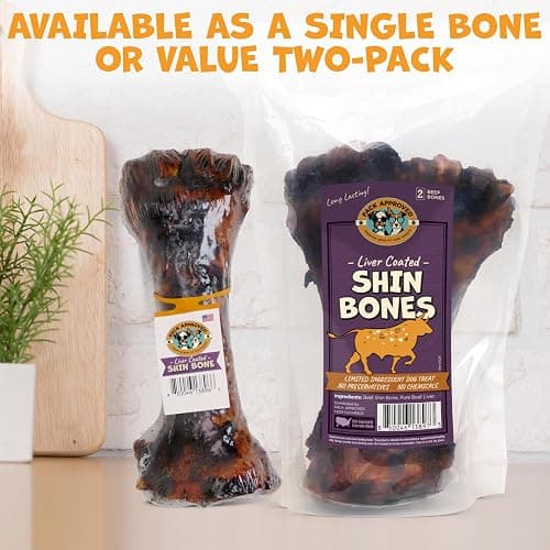 Pack Approved Beef Shin Bones for Dogs - Liver Coated Long Lasting Dog Chews for Aggressive Chewers - Rawhide-Free Big Bones for Large Dogs - Healthy Large Dog Bone (1 Pack) thumbnail 7