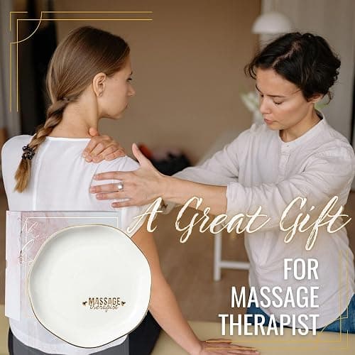 InnoBeta Massage Therapist Gifts for Women, Gifts for Massage Therapist, 4.75" Handcrafted Ceramic Ring Dish with Gold Trim, Decorative Trinket Dish for Rings Earrings thumbnail 6