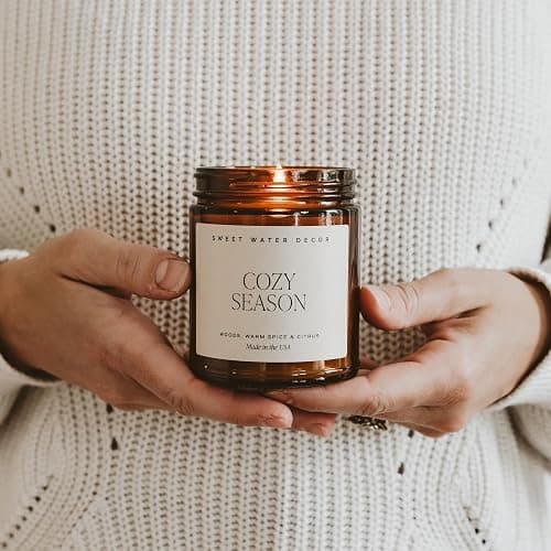 Sweet Water Decor Cozy Season Fall & Winter Candle, 9oz Amber Jar Black Lid | Woods, Warm Spice, & Citrus Scented Non-Toxic Soy Wax, 40+ Hour Burn Time, Holiday Decorations, Christmas Stocking Stuffer thumbnail 6
