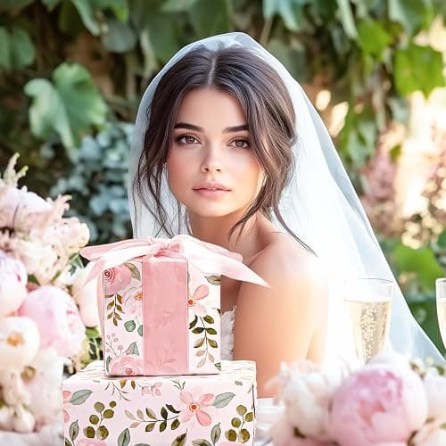 BIOBROWN Reversible Floral Wrapping Paper Roll - 17 Inches X 33 Feet (47 sq. ft. ttl.) Pink Watercolor Roses Design Flower Gift Wrap for Mother's Day, Wedding, Bridal Shower, Valentine's Day thumbnail 5