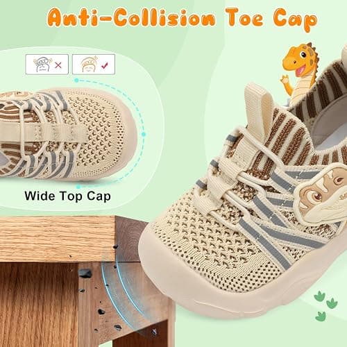 FEETCITY Toddler Shoes Boys Girls Walking Shoes Toddler Slip On Shoes Wide Kids Tennis Shoes Lightweight Toddler Dinosaur Shoes Baby Sneakers thumbnail 3