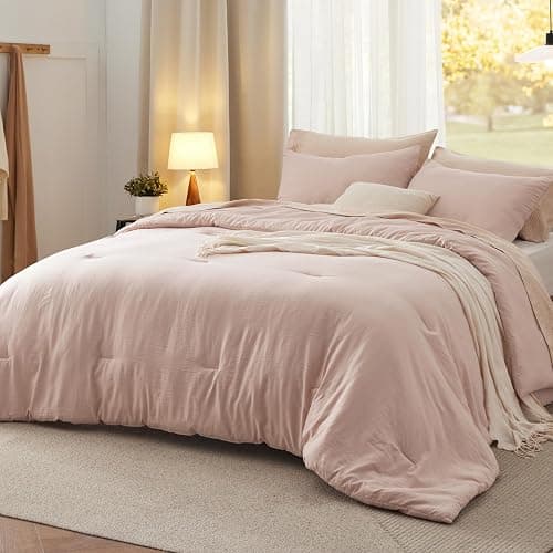 Bedsure King Size Comforter Set, Dusty Rose Soft Prewashed Bedding for All Seasons, 3 Pieces GentleSoft™ Warm Down Alternative Bed Set, 1 Lightweight Comforter (104"x90") and 2 Pillowcases (20"x36") - King - 09 - Dusty Rose - Image 1