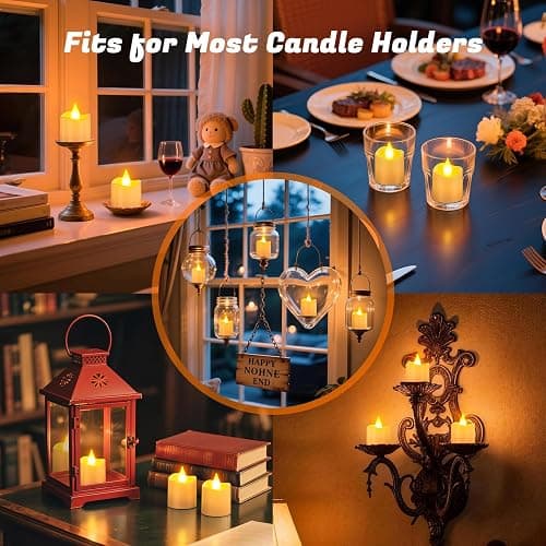 PChero Rechargeable Flameless Candles with Remote Timer & Charging Base | 12 Pack Votive Candles Battery Operated Tea Lights Flickering, LED Tealights for Home Wedding Halloween Fall Christmas Decor thumbnail 6