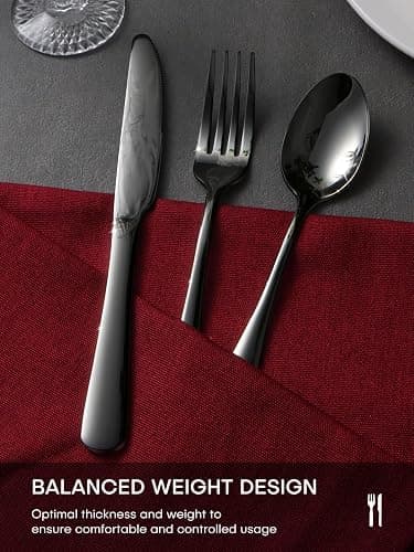 30 Piece Black Silverware Set, Ollex Flatware Set for 6 Food-Grade Stainless Steel Cutlery Utensils Include Spoon Knife Fork Mirror Polished for Home, Party, Wedding, Dishwasher Safe thumbnail 7
