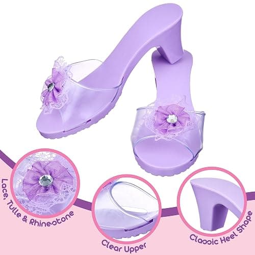 3-Pack Princess Shoe Set - Dress Up Royalty Kids Heels Slip On Shoes - Pastel Colored Princess Dress Up Shoes, Pretend Play High Heels For Kids - Fits Toddler Size 7-10 thumbnail 5