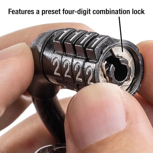 Master Lock Cable Bike Lock 4' x 5/16" Black 8143D | Combination Bike Lock Metal Cable Weather Resistant Vinyl Coating for Outdoor Equipment, Bicycles, thumbnail 3