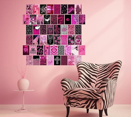 TwoDays Mcbling Room Decor Aesthetic Wall Collage Kit, Trashy Y2k Posters for Girls bedroom, 2000s Hot Pink Wall Art, Emo Baddie Prints for women Apartment.(Set of 50, 4" × 6") thumbnail 6