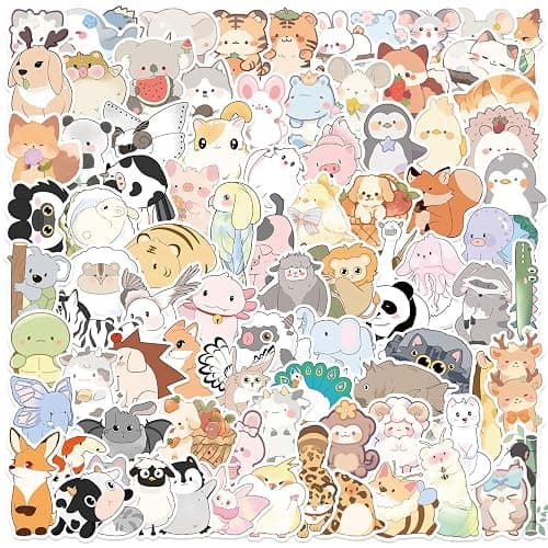 100PCS Animal Stickers, Water Bottle Stickers for Kid Classroom, Cute Animal Reward Sticker Water Bottle Scrapbook Laptops Phone Sticker for Boys Girls - Image 1