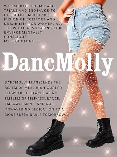 DancMolly 10X Strong Ultra Sparkly Rhinestone Fishnet Stockings, Plus Size Sparkle Tights for Women Sexy Party Concert Outfit thumbnail 8