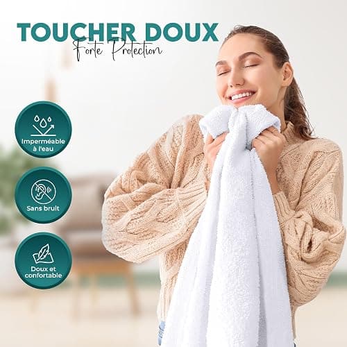 Utopia Bedding Protège Matelas 135 x 200 x 30 cm Imperméable, Certifié Oeko TEX, Alèse Drap Housse, Matelas Couvre, Respirant, Élastique Tout Autour Blanc thumbnail 5