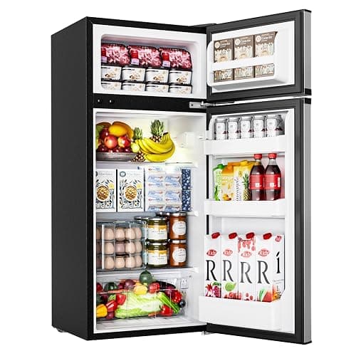 EUHOMY Mini Fridge with Freezer, 4.5 Cu.Ft Mini Refrigerator fridge, 2 door For Bedroom/Dorm/Office/Apartment - Food Storage or Cooling drinks, Silver - Image 1