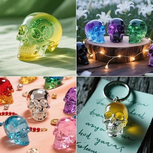 Resin Skull Molds, 8 PCS Flexible Clear Silicone Molds with Key Ring Accessory, 3D Skull Head Molds for Candle Making, Home Decor & Halloween Decoration thumbnail 8