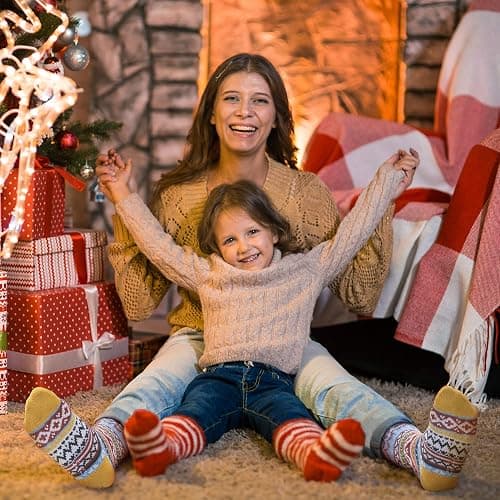 ICEIVY Socks Women, Soft Knit Wool Winter Thick Warm Cabin Fuzzy Crew Women Socks 5 Pack thumbnail 2