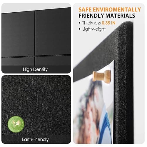 MaxGear Large Cork Board for Wall 36" x 24", Black Bulletin Board, 6 Pack Felt Wall Tiles with Pushpins, Cork Boards for Office Pin Board Tack Board Cork Boards thumbnail 4