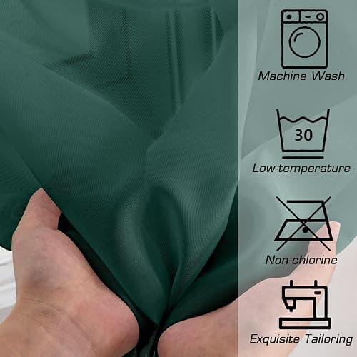Simplebrand Hunter Green Sheer Curtains 84 Inches Long 2 Panels, Light Filtering Rod Pocket Solid Color Window Sheer Curtain Panels, Elegant Curtains & Drapes for Living Room, Bedroom, 42" W x 84" L thumbnail 7