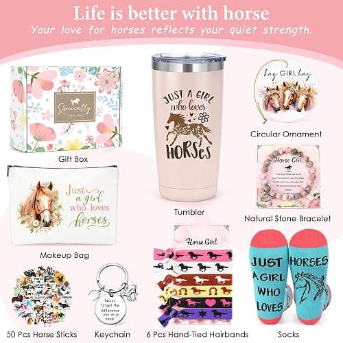 YENCHORN Horse Gifts for Girls Women Hobby Horse Stuff for Girl Horses Themed Gifts Accessories for Horses Lovers, Equestrian Girls, Cowgirl Gift Decoration Supplies Stuff for Equestrian Women thumbnail 8