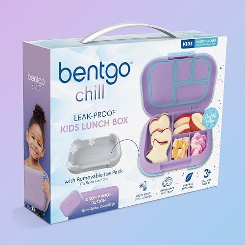 Bentgo Chill Kids Leakproof Lunch Box - 4-Compartment Bento Box with Built-In Ice Pack, 3.3 Cup Capacity, BPA-Free, Microwave & Dishwasher Safe Tray, Ages 3–7 (Vivid Orchid) thumbnail 9