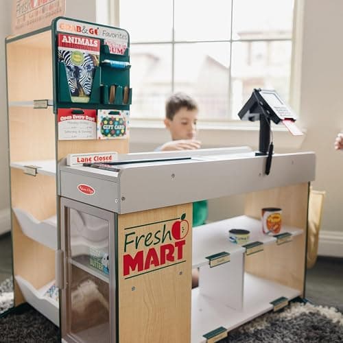 Melissa & Doug Freestanding Wooden Fresh Mart Grocery Store - FSC Certified - Grocery Store thumbnail 5