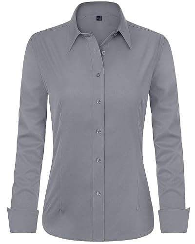 J.VER Womens Dress Shirts Long Sleeve Button Down Shirt Wrinkle-Free Business Casual Blouse Office Work Tops - Image 1