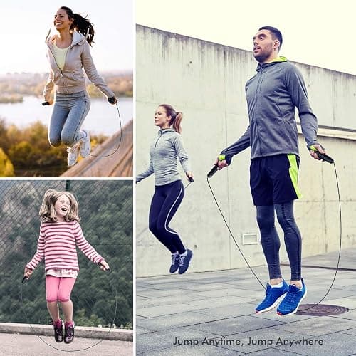 Jump Rope, Tangle-Free Rapid Speed Jumping Rope Cable with Ball Bearings for Women, Men & Kids, Adjustable Steel Jump Rope with Foam Handles for Home Gym Exercise Fitness Workout Equipment & Slim Body thumbnail 6
