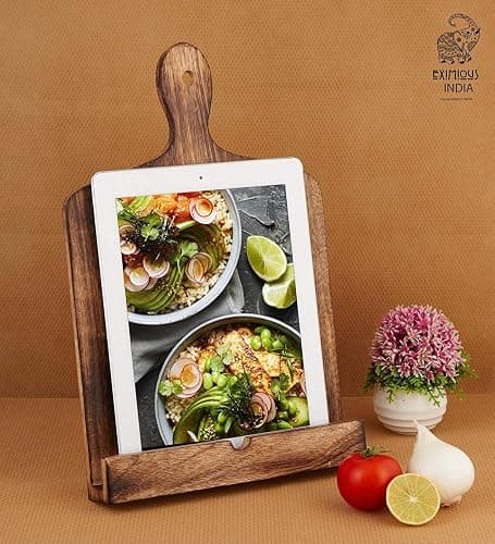 Wedding Gifts Solid Wood Cookbook Stand for Kitchen Counter Recipie Book Holder for Cooking, Chopping Board Style Foldable and Holder for Tablets and Cookbooks (Brown) Cooking Gifts thumbnail 6