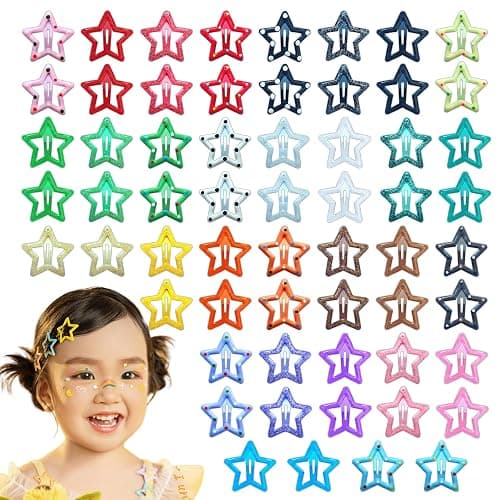 CYBAUG 60 Pcs Y2K Star Hair Clips for Girls – Cute Candy Color Hair Accessories, Star Barrettes for Everyday Wear and Parties - Image 1