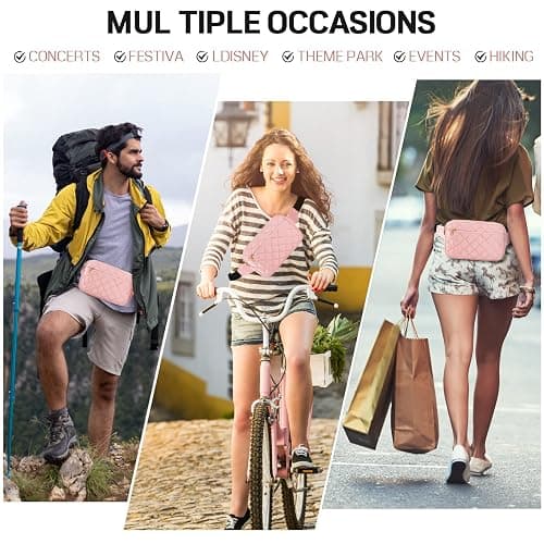 CXWMZY Fashion Fanny Packs for Women & Men, Girls Boys Teens Waist Bag Hip Bum Bag Cute Fanny Pack Casual Bum Bag with Multi-Pockets Adjustable Belts for Disney Traveling Cycling Running (Pink) thumbnail 6