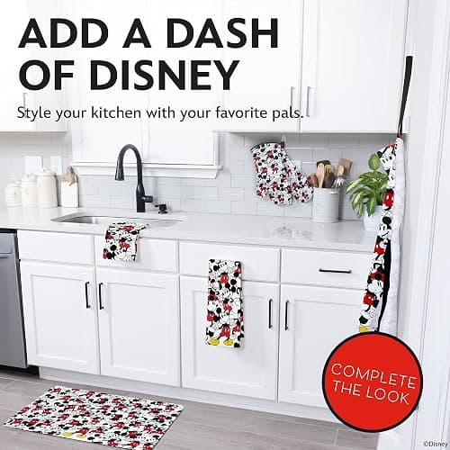 Disney Silicone Oven Mitts Heat Resistant – Set of 2 Long Cuff Cotton Kitchen Mitts with Silicone Grip Stripes, Cute Oven Mitts & Pot Holders for Cooking, Baking & Kitchen Essentials- Mickey thumbnail 6