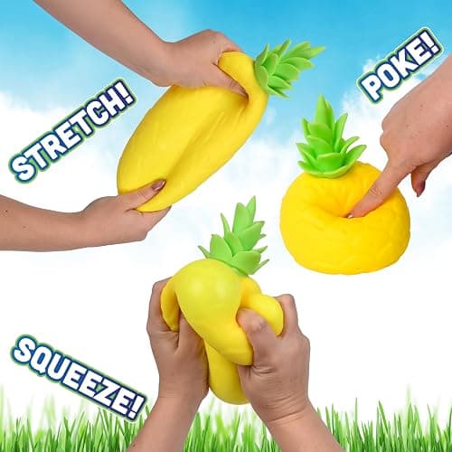 Sunny Days Toymendous Squishy Pineapple - Jumbo Stress Ball - Ages 3+ | Thermoplastic Rubber TPR, 6.5 in Tall, 4 in Wide, Yellow, Stress Relief Fidget, Fruit Theme, Ages 36+ Months, 1 Pack thumbnail 3