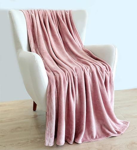 TASTHROW Large Flannel Fleece Throw Blanket, 50×70 Inch - Cozy Lightweight Thick Blanket - All Seasons Suitable for Women, Men and Kids (Pink) thumbnail 2