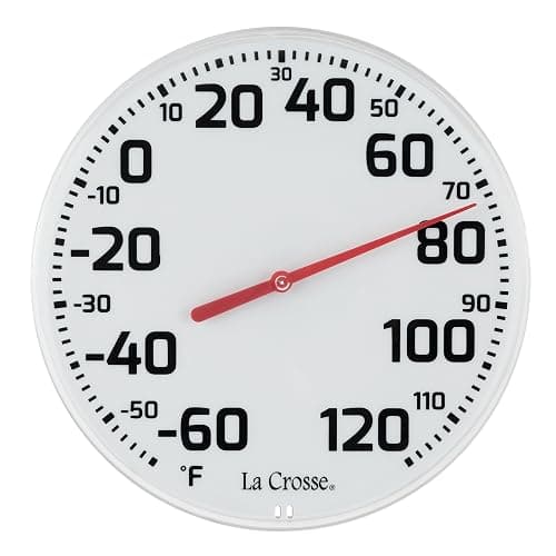 La Crosse 104-1522 8" Round Analog Dial Thermometer, White - Image 1
