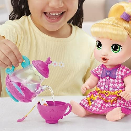 Baby Alive Bubbly Tea Party LaLa GooGoo Doll with Teapot Accessories, Blonde Hair, 11 Inches, Kids Toys, Ages 3+ thumbnail 4