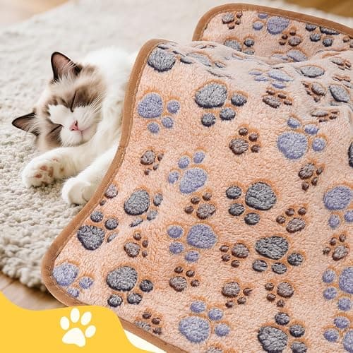 Vowanop 4 Pack Premium Soft Pet Blankets Washable, 23" x 16" Flannel Blankets for Dog Puppy Cat, Brown/Pink/White/Coffee thumbnail 3
