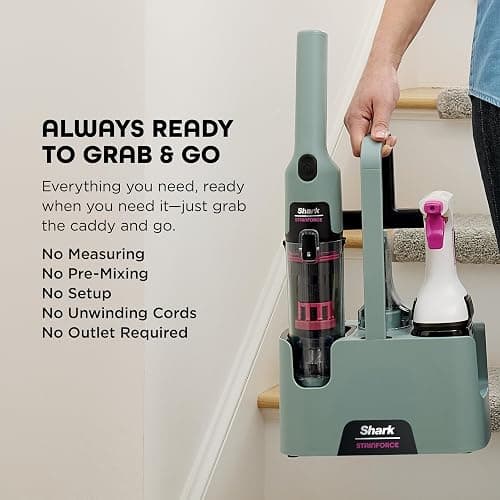 Shark StainForce Cordless Portable Spot, Stain, & Odor Remover System for Carpets, Area Rugs, Upholstery, Stairs, with Storage Caddy, Accessories, and Full-Size Cleaning Solution, HX101 (New) thumbnail 4