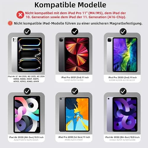 Seagtigau Magic Keyboard Case für iPad Air 11 Zoll (M4/M3/M2, 2026/2025/2024), Pro 11 (4./3./2./1. Gen) & Air 5./4. Gen 10,9", Magnetisches Tastaturgehäuse mit Trackpad, QWERTZ thumbnail 2