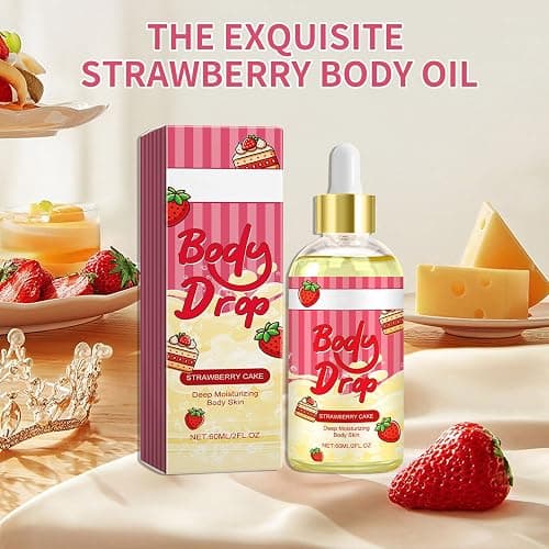 BlueBouff Body Juice Oil Strawberry Shortcake, Strawberry Pound Cake Body Oil Scented, Hydrating and Moisturizing for All Skin Types(60ML/2PCS) thumbnail 7