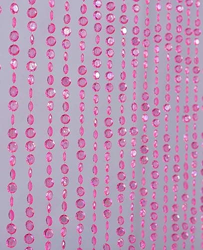 FlavorThings Diamond Cut Crystal Beaded Curtain for Doorway Room Closet Divider Party Wedding Kids Bedroom Decorations,Diamond Cut Bead Curtain (Pink Iridescent, 1PC,3FTX6FT)