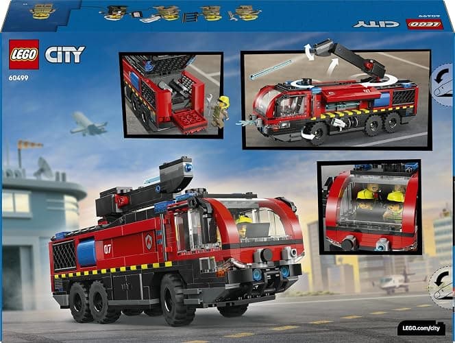 LEGO City Flughafenlöschfahrzeug - Spielzeug Einsatzfahrzeug - Modellbau mit 4 Feuerwehr Minifiguren - Geburtstagsgeschenk für Jungen ab 7 Jahren und Technikfans - 60499 thumbnail 12