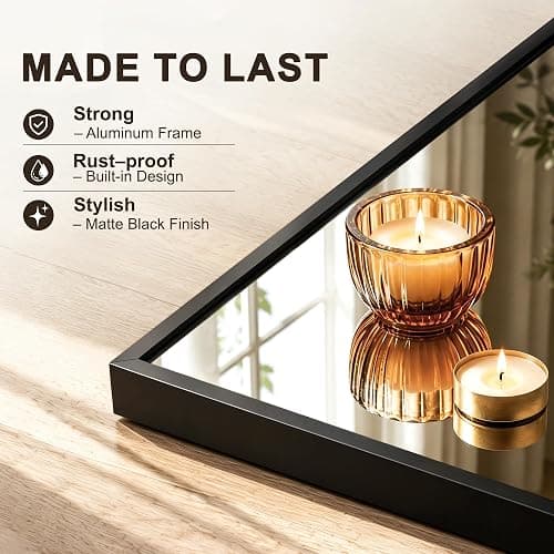 FICTOR Full Length Mirror with Stand, Floor Standing Mirror Full Body, HD Shatterproof Black Frame Wall Mirror for Bedroom, Living Room, Dressing Room & Entryway, 70"x24" thumbnail 5