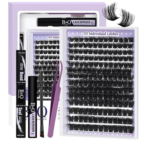 B&Q Fluffy Lash Clusters Kit 200D Mixed Volume Lash Clusters 10-18mm Individual Lashes Kit Salon-style Dramatic Thick eyelash extension 280pcs Suitable for Beginners Makeup at Home(KIT-200D) - Image 1