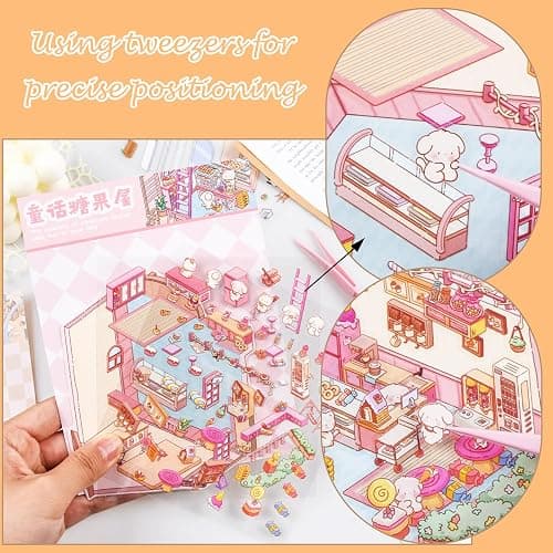 24 Sets 3D Scene Sticker Therapy Fun Cartoon Make Your Own Room Shop Scenes DIY House Stickers for Kids Cartoon Animal Relief Stress Own thumbnail 5