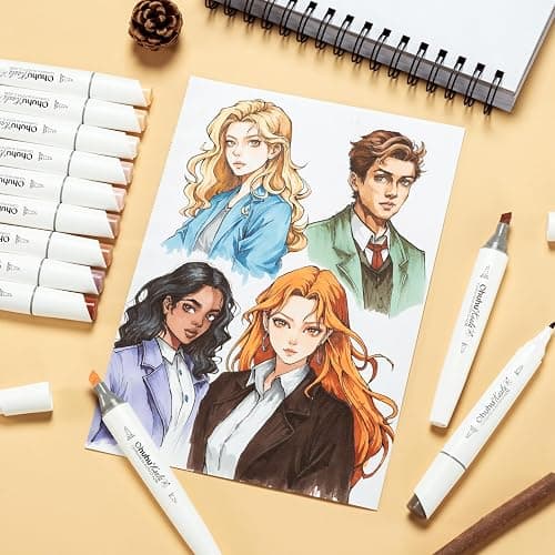 Ohuhu Alcohol Markers Skin Tone Marker Slim Broad and Fine Double Tipped Alcohol-based Marker Set for Artists Adults Coloring Professional Illustration, 24 Portrait Colors Kaala Markers Refillable thumbnail 2