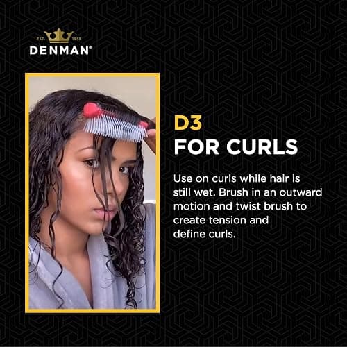 Denman Curly Hair Brush D3, 7 Row Styling Brush for Detangling, Separating, Shaping and Defining Curls - For Women and Men - Cherry Blossom thumbnail 3