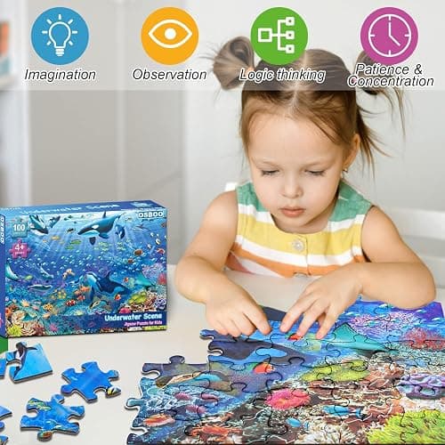 Puzzles for Kids Ages 4-8 6-8 8-10 Year Old - Underwater Scene - 100 Pieces Jigsaw Puzzle for Kids Learning Educational Puzzles for Boys Girls (with Sturdy Box) thumbnail 7