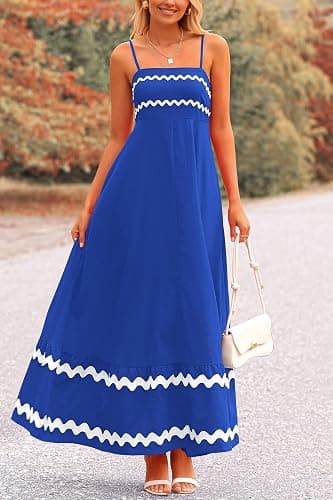 PRETTYGARDEN Women's 2025 Summer Flowy Maxi Dress Casual Sleeveless Spaghetti Strap Ruffle Beach Long Dresses thumbnail 6