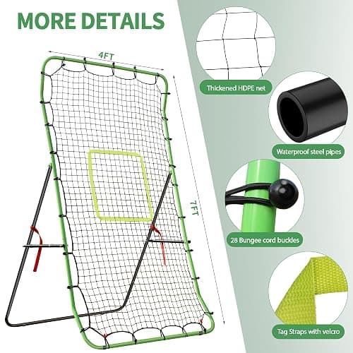 Upgraded Volleyball Rebounder Net 7x4 FT with Unique Curved Steel Frame, 7 Angles Adjustable Volleyball Practice Net Training Equipment, Foldable Bounce Back Net Also for Lacrosse, Baseball, Soccer thumbnail 4