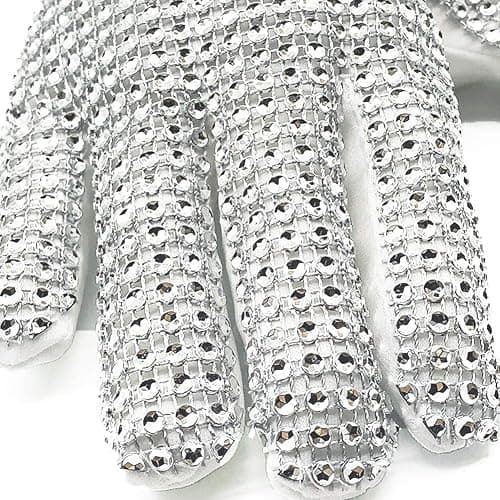 Rhinestone Glove Silver Sequin Dance Gloves Classic Role Player Punk Glove thumbnail 7